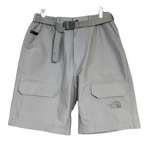 The North Face Light Gray Light Weight Nylon Zipper Shorts Sz L EUC
